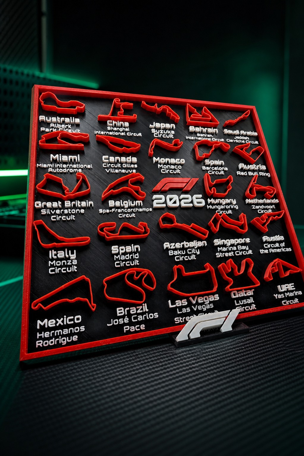 F1 2026 race track display with stand