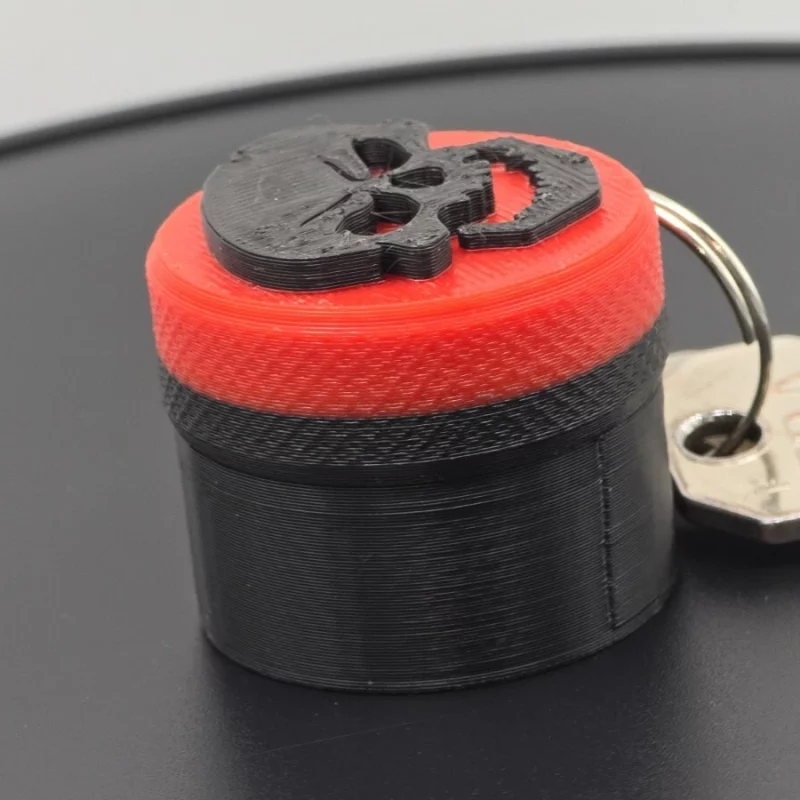 2x Airtight Mini Keyring Storage Container – Skull Accent, Odour Proof Container