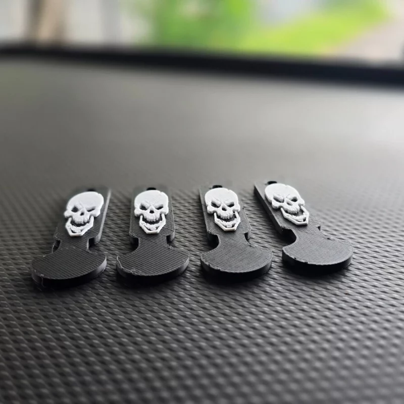 4x Removable Trolley Coin Keyring Supermarket £ Pound Shopping Cart SKULL