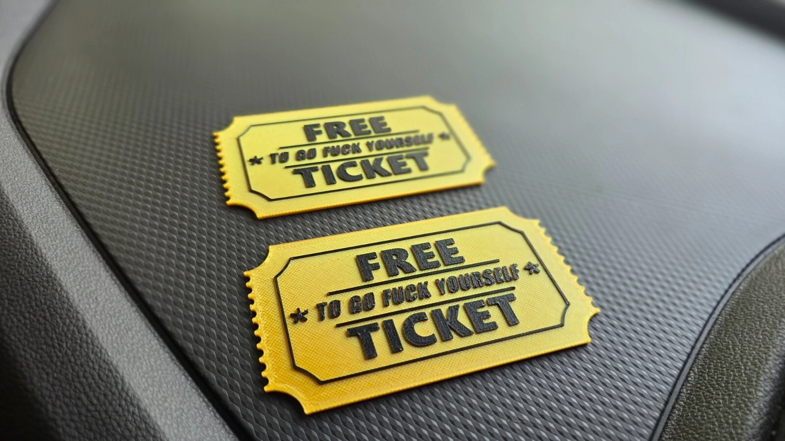 2x Funny "Free Ticket To Go F*ck Yourself" Friends gift, Joke Card. PLASTIC - Image 3