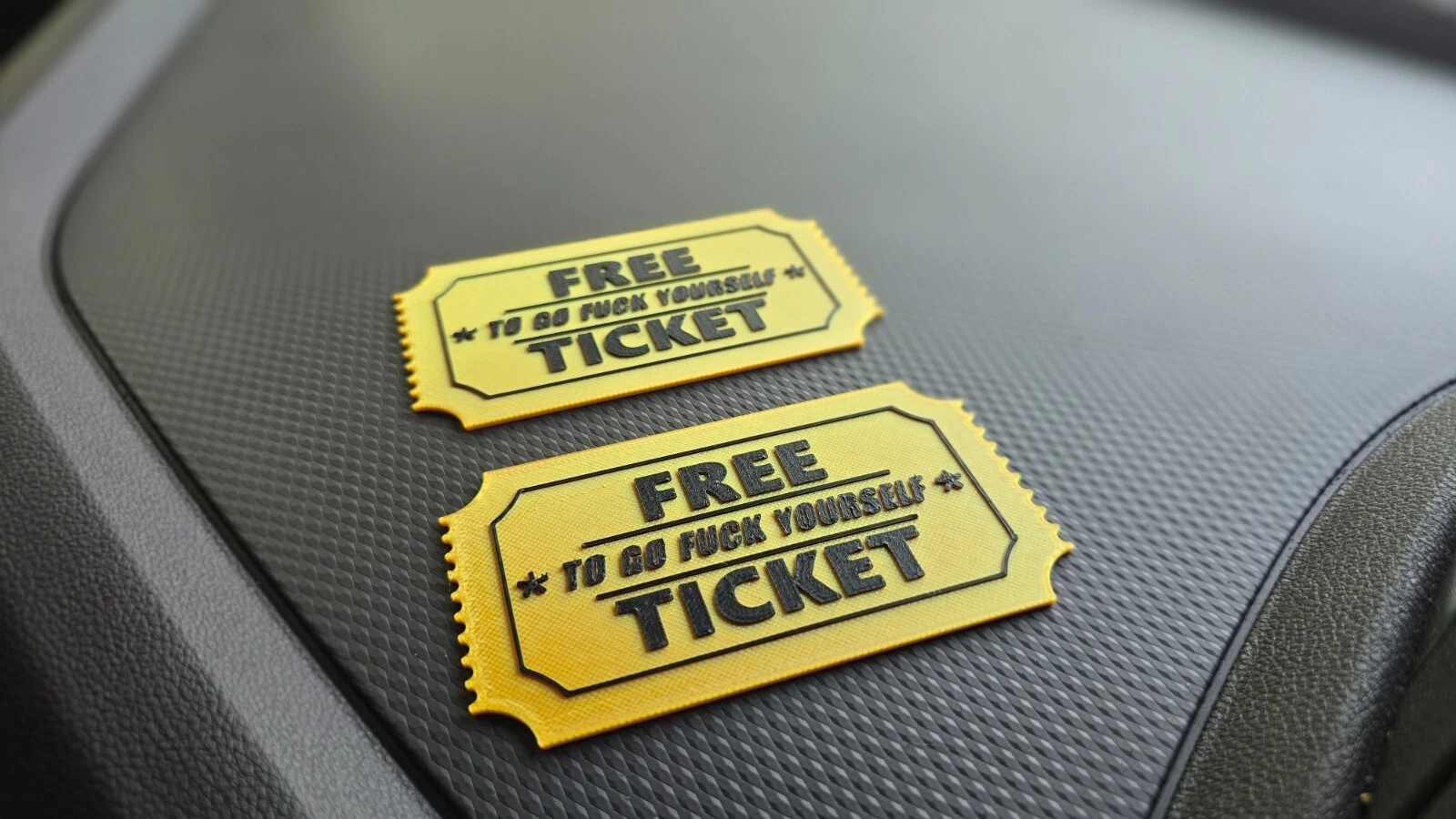2x Funny "Free Ticket To Go F*ck Yourself" Friends gift, Joke Card. PLASTIC