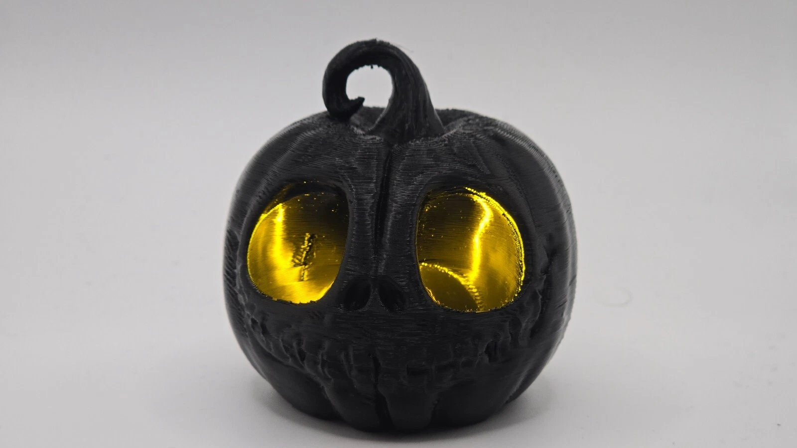 π Spooky Black Pumpkin with Golden Eyes β Creepy Cute Halloween Decor π€β¨ - Image 3