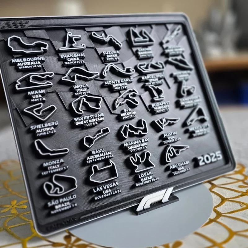 F1 2025 Race Track Display with Stand & White F1 Logo – All Circuits Included