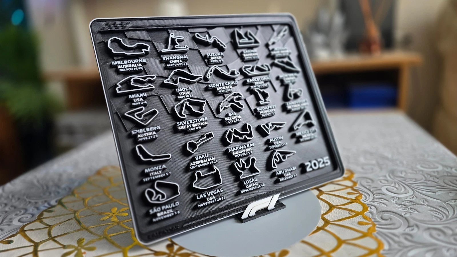 F1 2025 Race Track Display with Stand & White F1 Logo – All Circuits Included