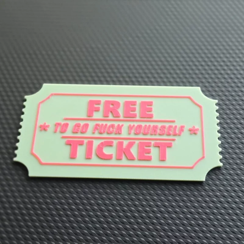 2x Funny "Free Ticket To Go F*ck Yourself" Gift for Friends, Joke Card. PLASTIC