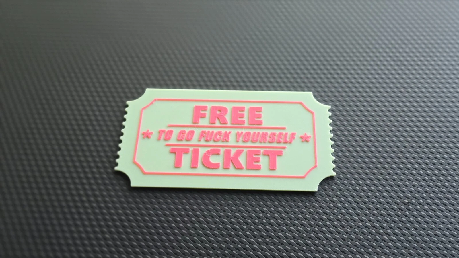 2x Funny "Free Ticket To Go F*ck Yourself" Gift for Friends, Joke Card. PLASTIC