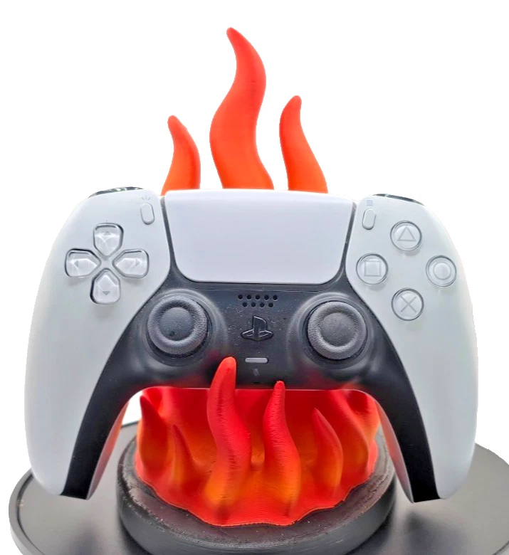 🔥 PS5 Controller Stand – REAL Flame look Base – Stylish Display Holder Fiery 🔥