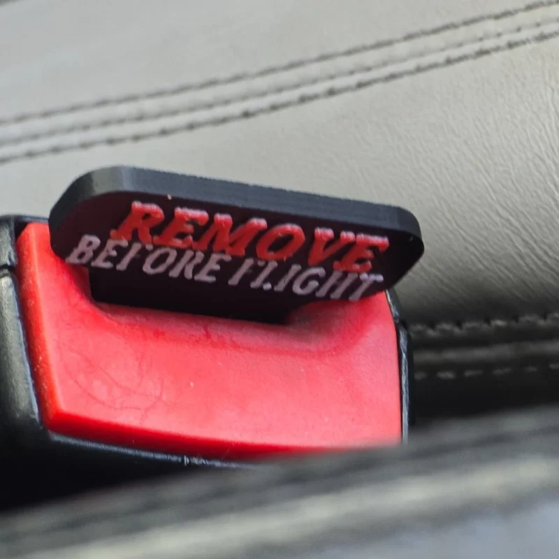 2x Seat Belt Buckle Clips, REMOVE BEFORE FLIGHT - ANY MAKE AND MODEL UK