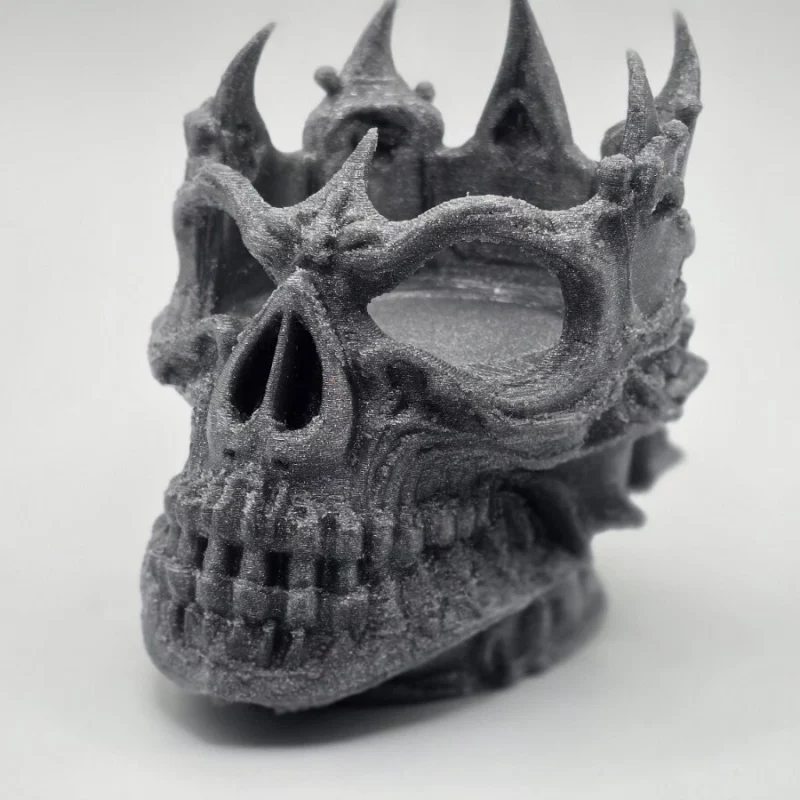 Scary Skull Tea Light Candle Holder – Gothic Halloween Horror SILVER Ornament