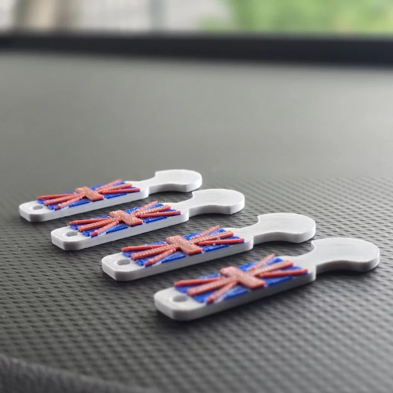 4x Removable Trolley Coin Keyring Supermarket £ Pound Shopping Cart BRITISH FLAG