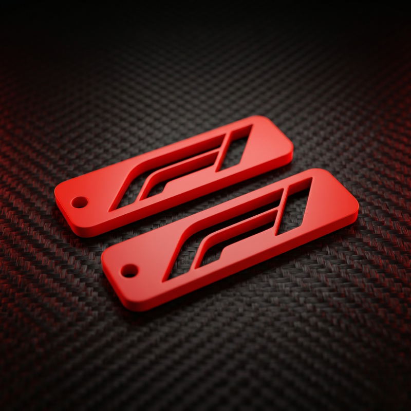 2x F1 Style Keyring Tag Red Motorsport Key Chain Lightweight Durable Gift