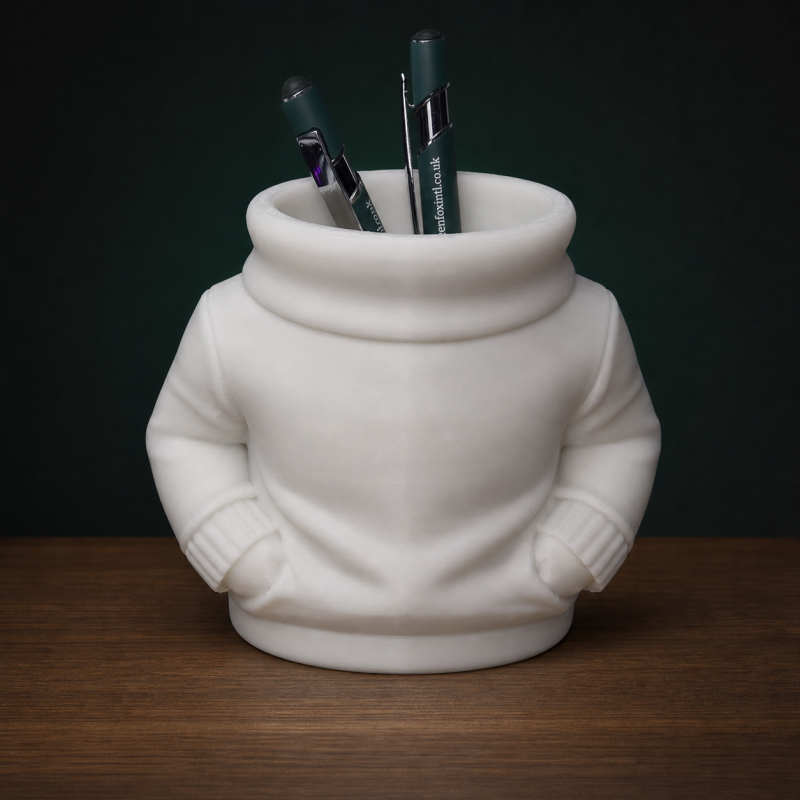 Novelty Hoodie Pen Pot Pencil Holder Desk Organiser Office Stationery Gift White