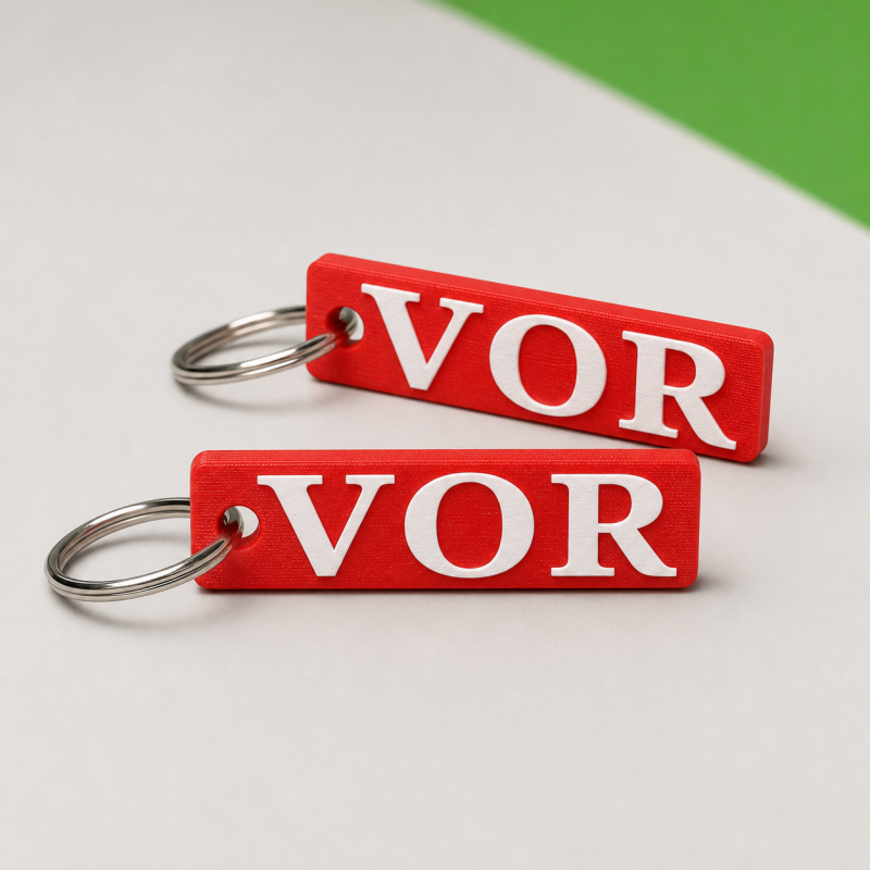 VOR Key Identification Tags, Red and White, Pack of 2 for Fleet and Workshop Use