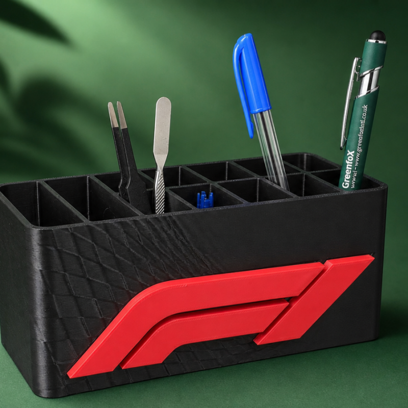 Formula 1 Inspired Desk Organizer Pen Holder Black Red Motorsport F1 Gift RACE