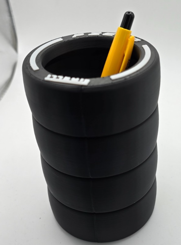 Racing Tyre Pen Holder Cup | Motorsport F1 Style Desk Accessory Formula 1 WHITE
