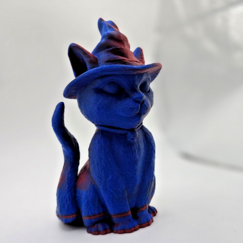 Wizard Cat Figurine – Red & Blue Magic Witch Cat - Desk Ornament Gift 10cm MAGIC