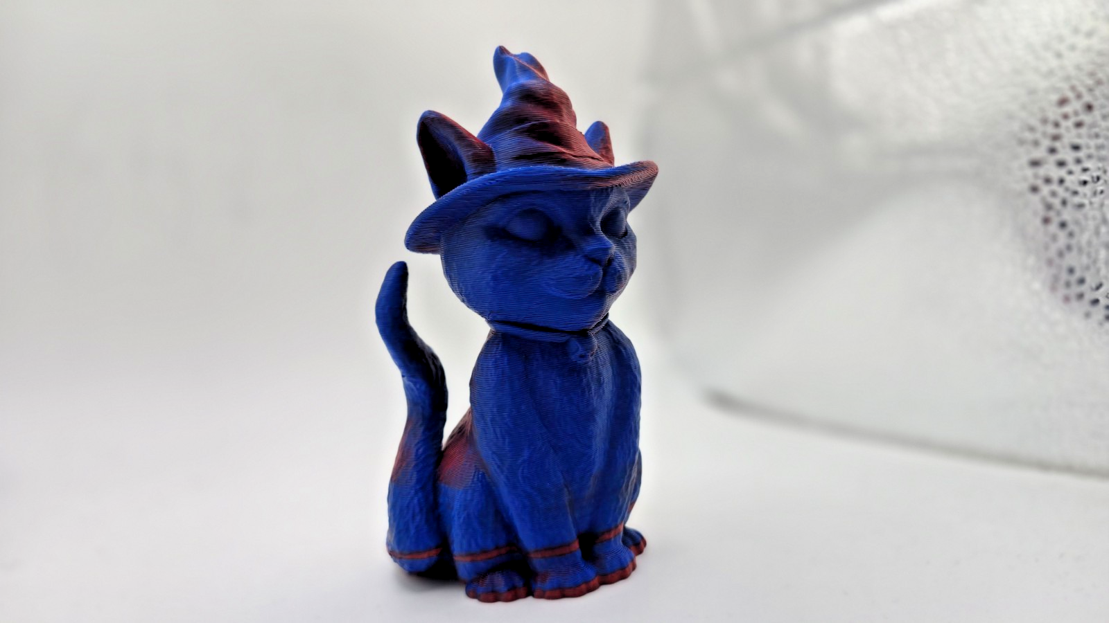 Wizard Cat Figurine – Red & Blue Magic Witch Cat - Desk Ornament Gift 10cm MAGIC