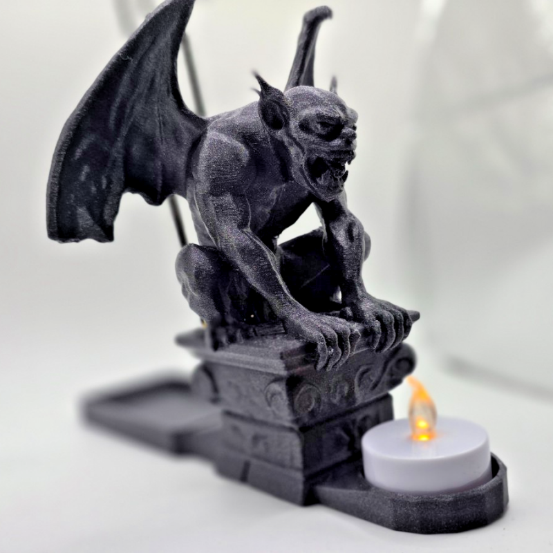 Gargoyle Incense & Tealight Holder Black Gothic Statue Demon Ornament Decor SIL