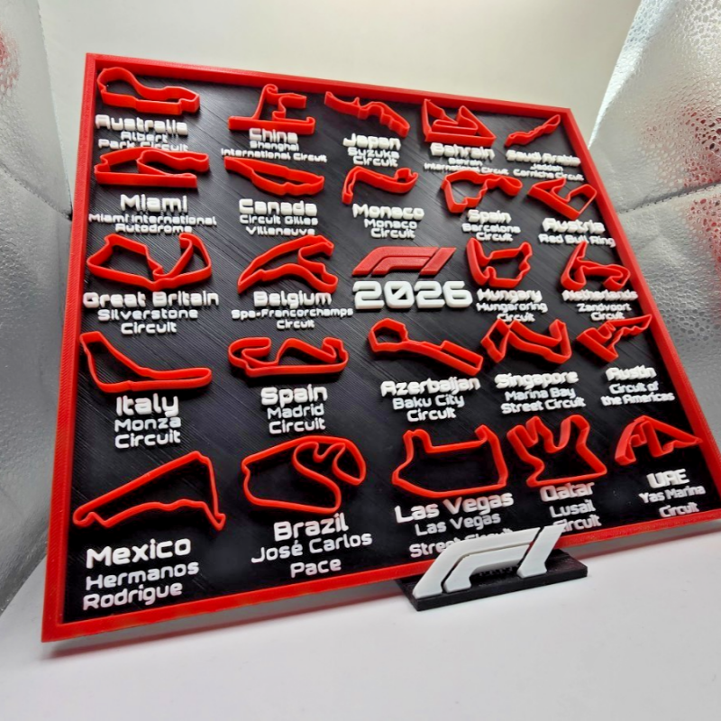 F1 2026 Race Track Display with Stand RED F1 Logo - All Circuits Included - Gift