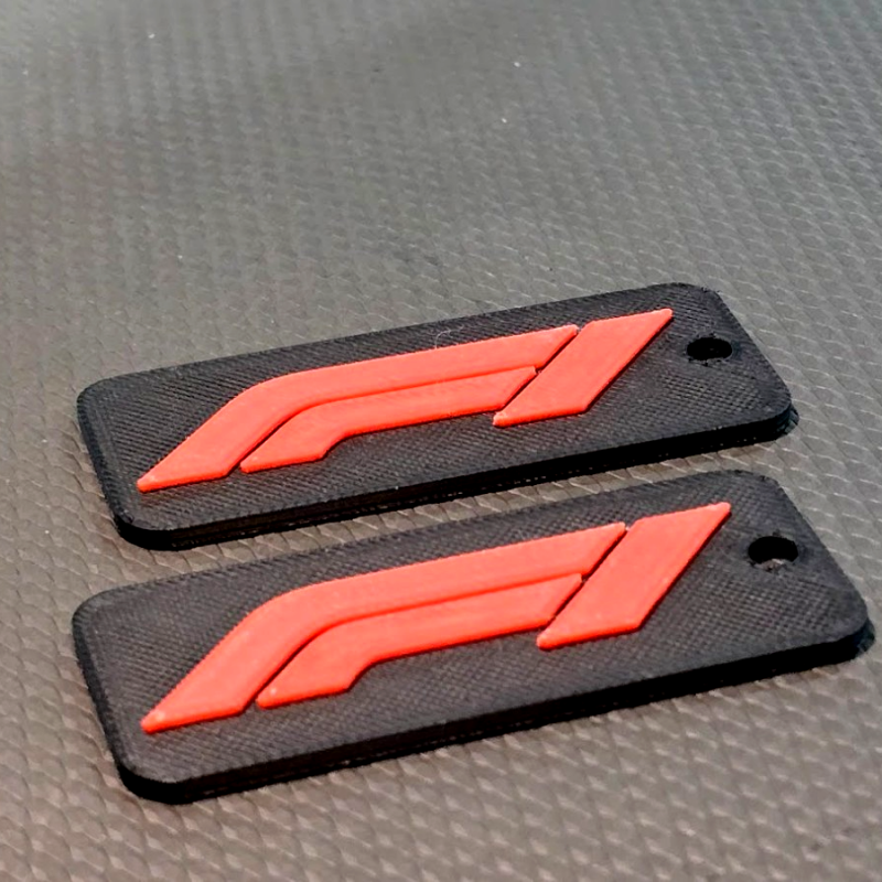 2x F1 Style Keyring – Black & Red Motorsport Logo Tag | Racing Gift for Car Fans