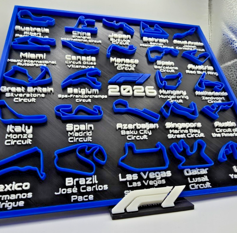 F1 2026 BLUE Race Track Display with Stand F1 Logo All Circuits Included - Gift