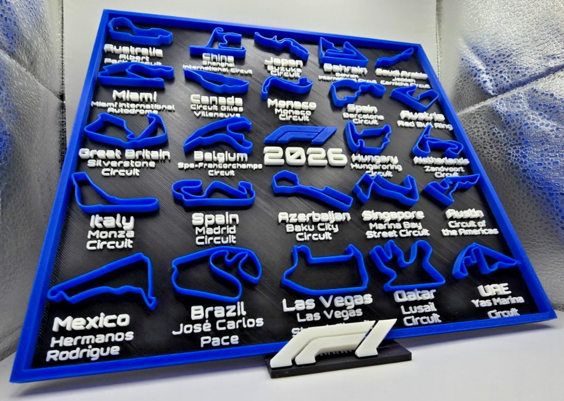 F1 2026 BLUE Race Track Display with Stand F1 Logo All Circuits Included - Gift