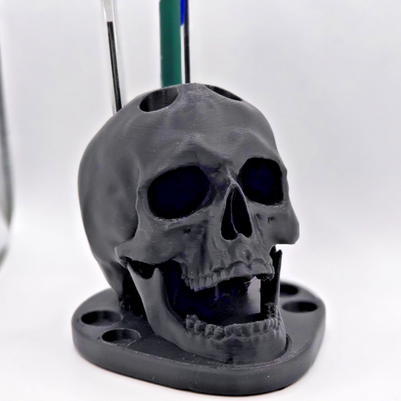 Skull Pen Holder Desk Organizer Gothic Skull Pencil Stand Office Decor Gift Dark