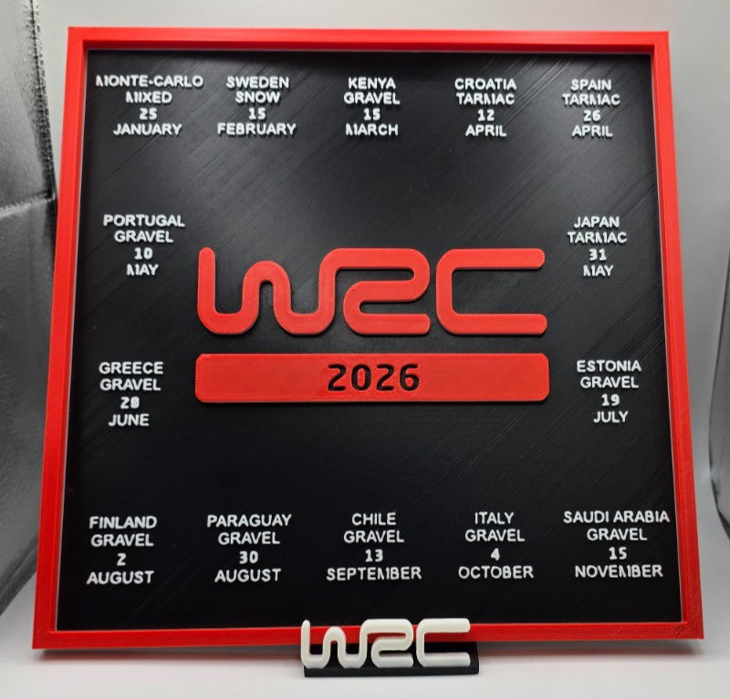 WRC 2026 Rally Calendar Desk Display With Stand Motorsport Fan Gift Decor