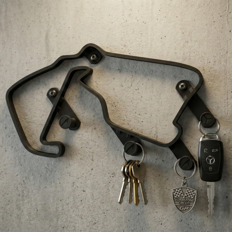 Silverstone Circuit Key Holder Wall Mounted F1 Track Key Rack Decor Rack Formula