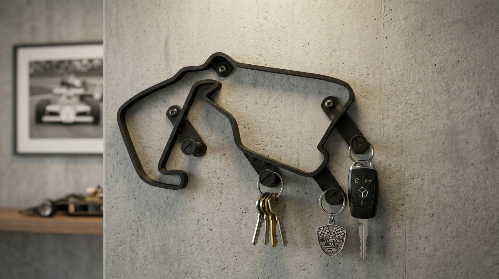 Silverstone Circuit Key Holder Wall Mounted F1 Track Key Rack Decor Rack Formula