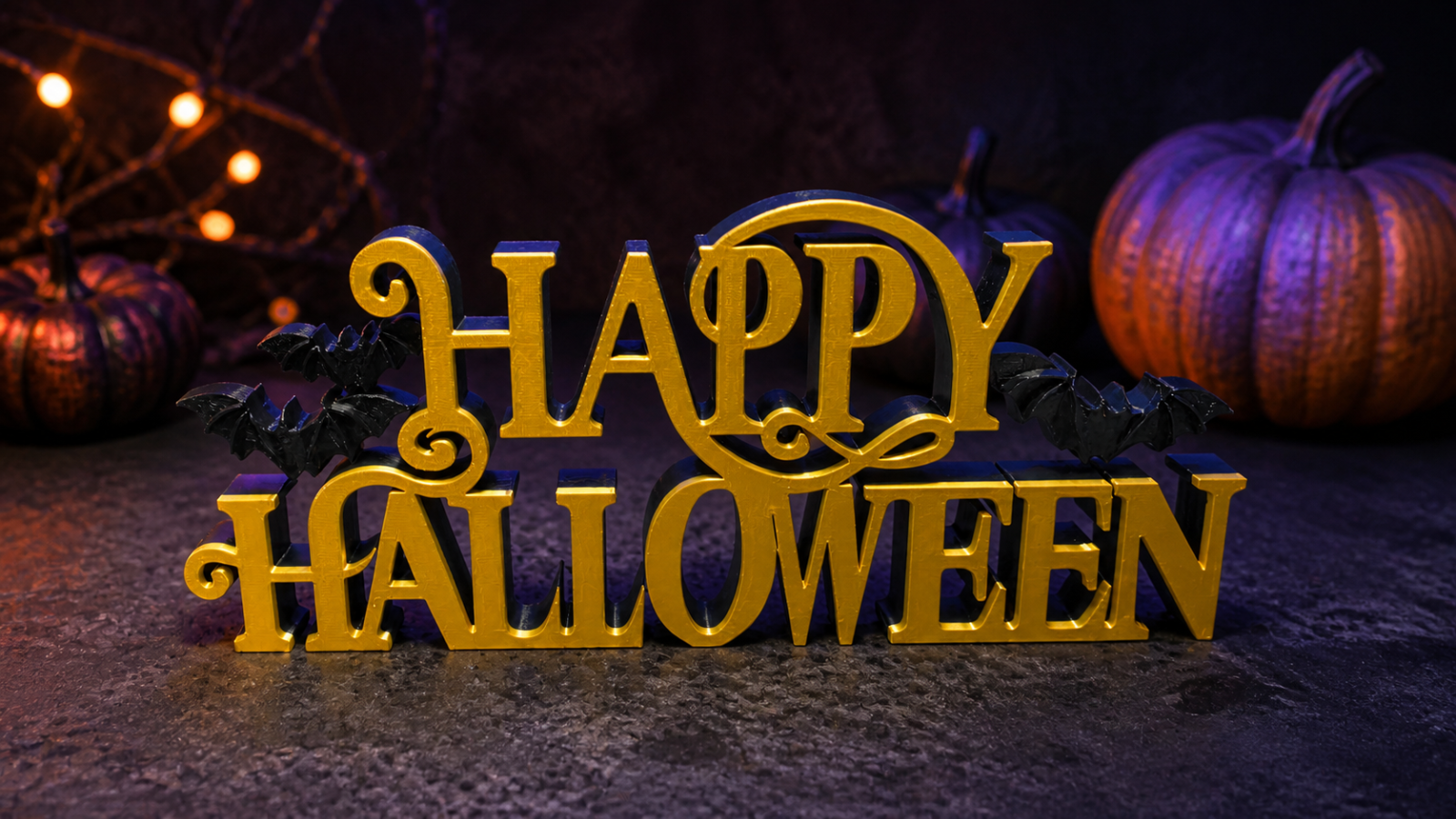 Happy Halloween Sign with Bats Freestanding Gothic Home Decor Ornament - Image 3