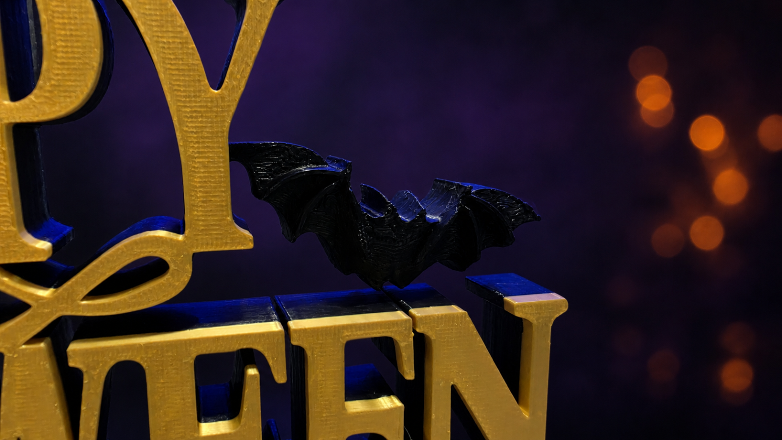 Happy Halloween Sign with Bats Freestanding Gothic Home Decor Ornament - Image 5