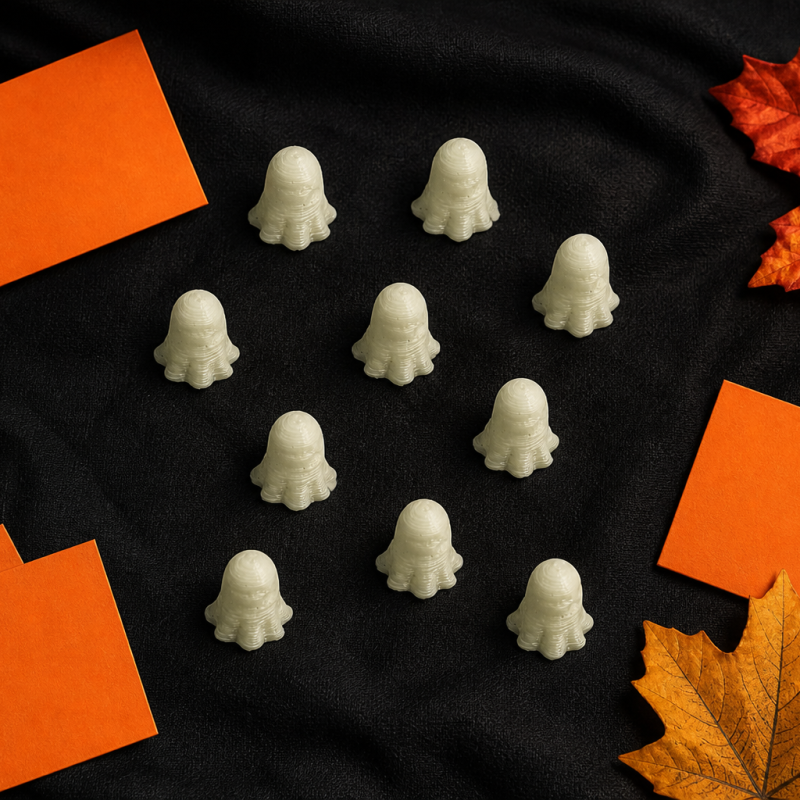 Set of 10 Tiny Ghost Decorations Halloween Treasure Hunt Party Game UK Made