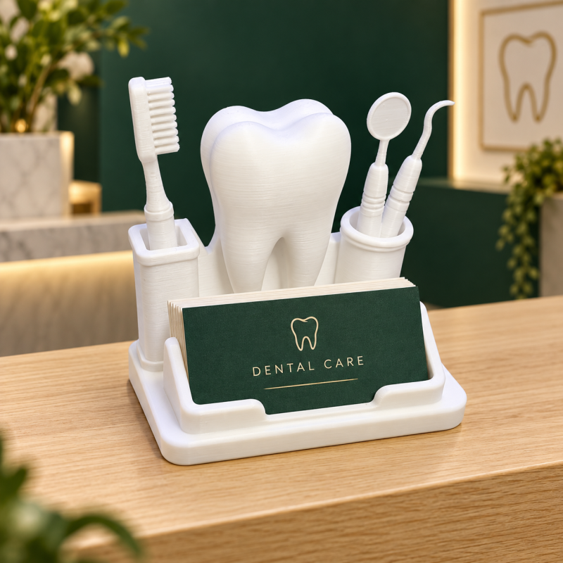 Dentist Business Card Holder Tooth Dental Reception Desk Organiser Gift White UK