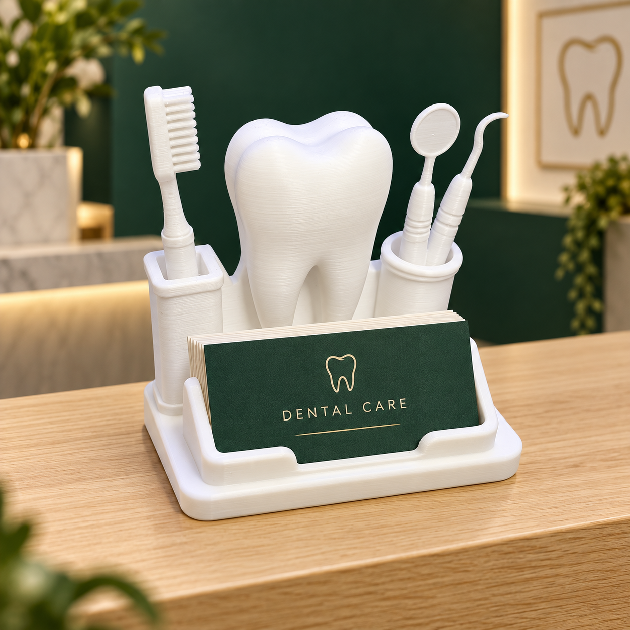 Dentist Business Card Holder Tooth Dental Reception Desk Organiser Gift White UK