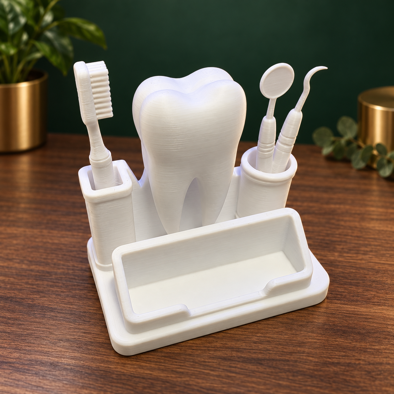 Dentist Business Card Holder Tooth Dental Reception Desk Organiser Gift White UK - Image 2