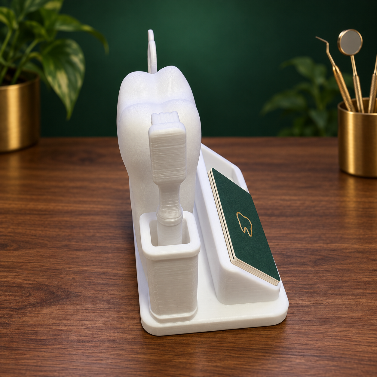 Dentist Business Card Holder Tooth Dental Reception Desk Organiser Gift White UK - Image 3