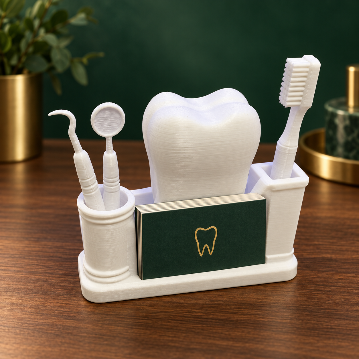 Dentist Business Card Holder Tooth Dental Reception Desk Organiser Gift White UK - Image 4
