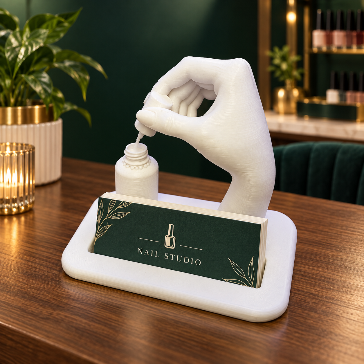 Nail Salon Business Card Holder Manicure Beauty Reception Display Decor White UK - Image 3