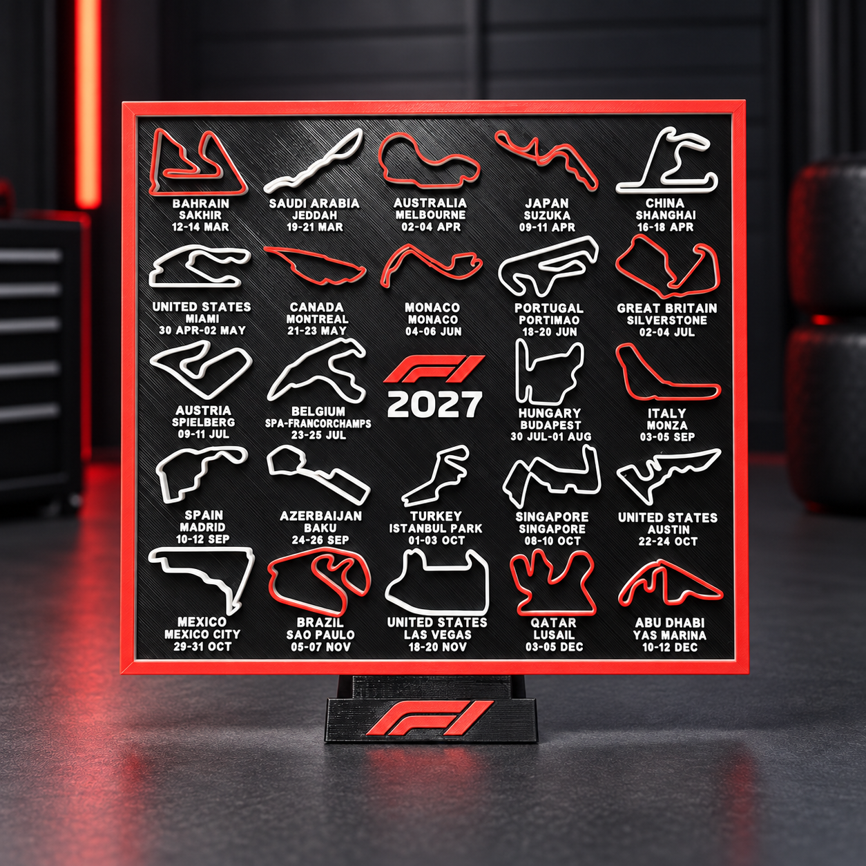 F1 2027 Race Track Display with Stand RED F1 Logo - All Circuits Included - Gift - Image 2