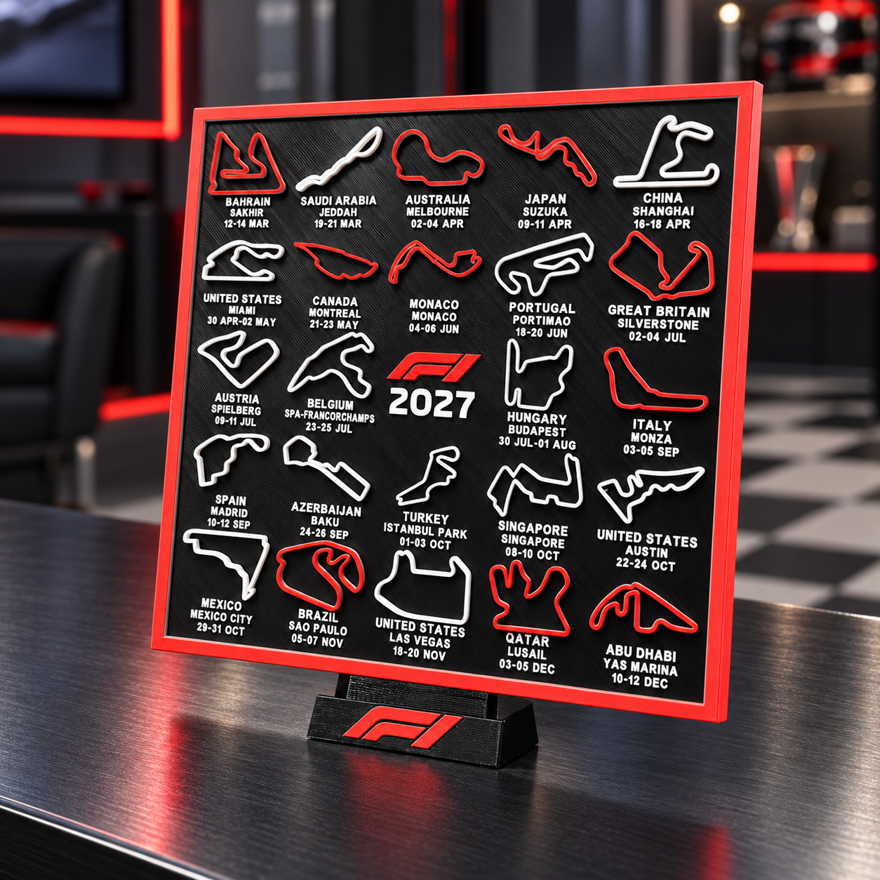 F1 2027 Race Track Display with Stand RED F1 Logo - All Circuits Included - Gift - Image 3