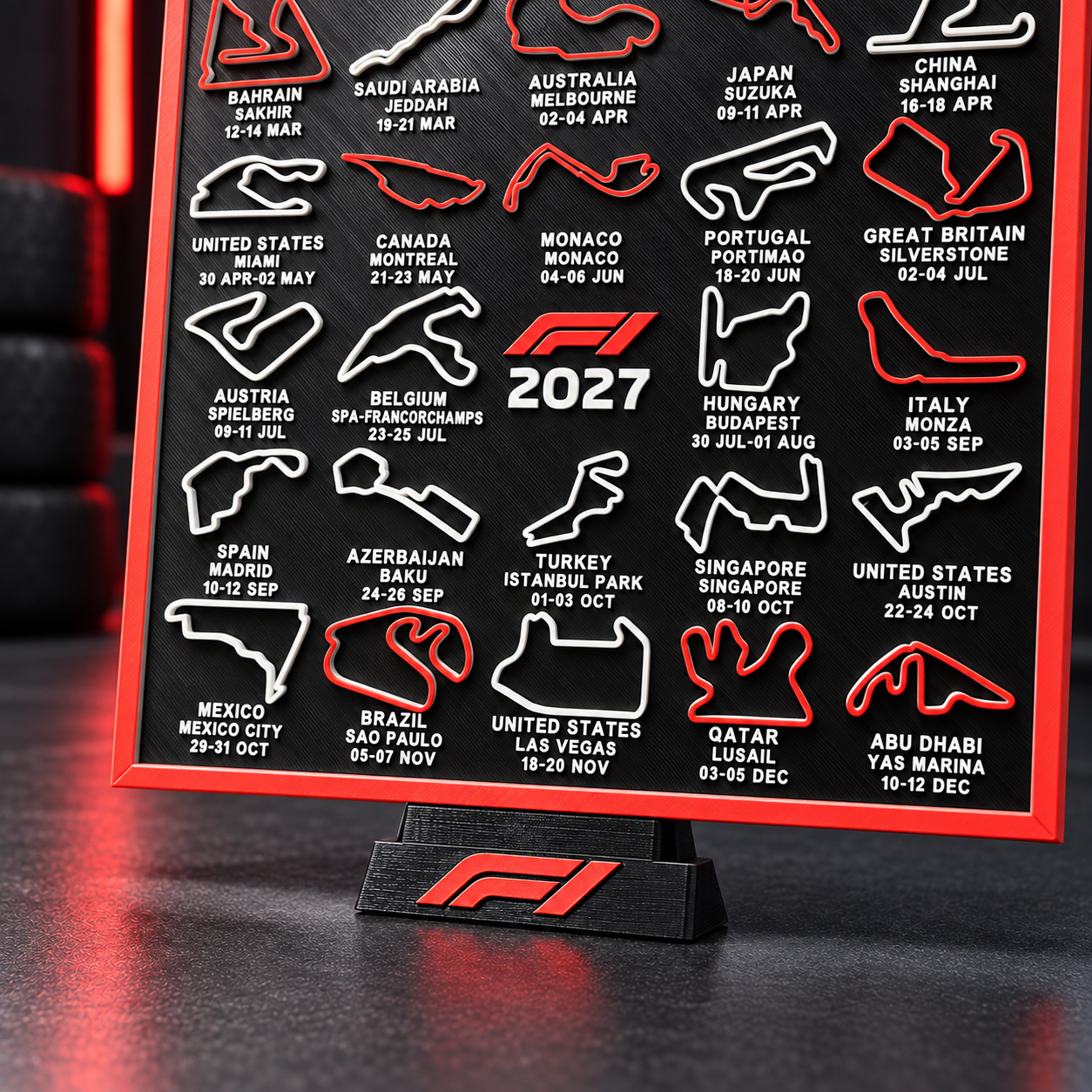 F1 2027 Race Track Display with Stand RED F1 Logo - All Circuits Included - Gift - Image 4