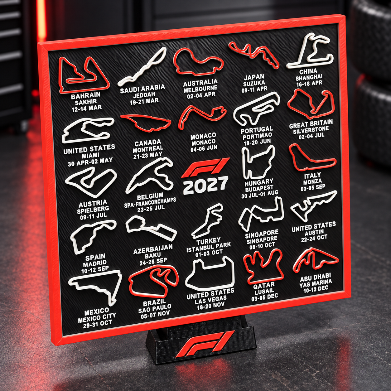 F1 2027 Race Track Display with Stand RED F1 Logo - All Circuits Included - Gift - Image 5