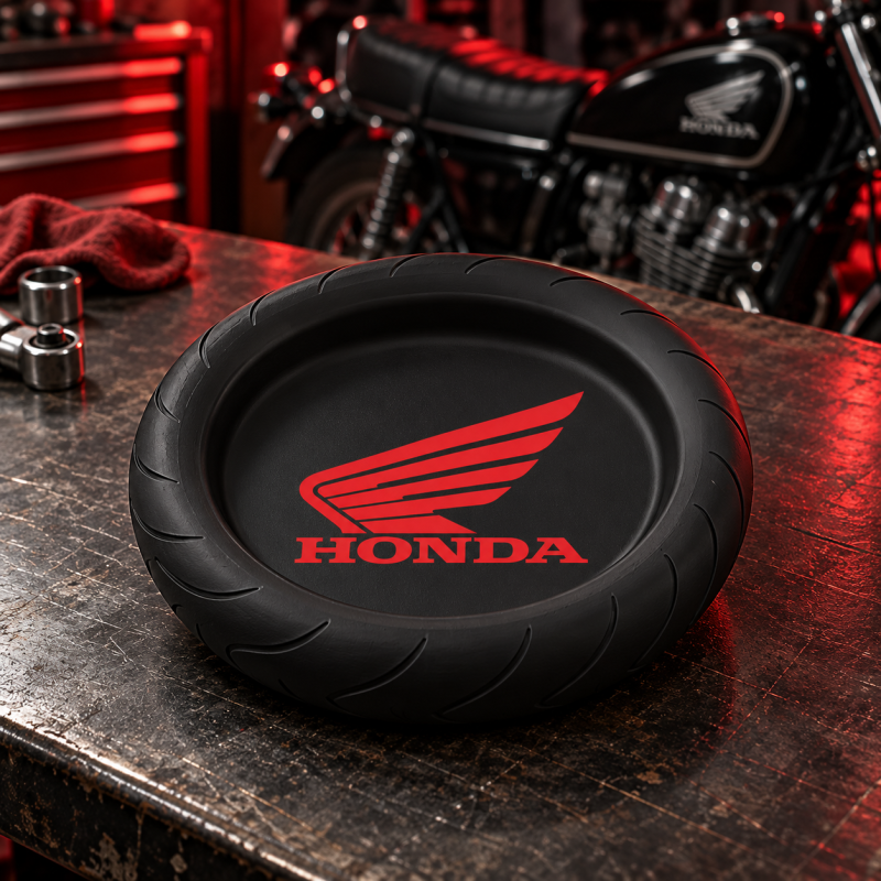 Honda Motorcycle Tyre Bowl Red Logo Desk Tray Key Holder Garage Decor Biker Gift